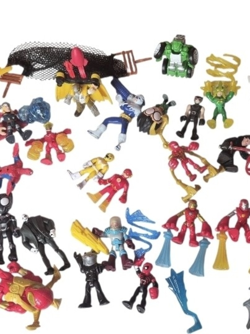 Kids Superhero Action Figure Mix - Red, Blue, Yellow, Black, Green
